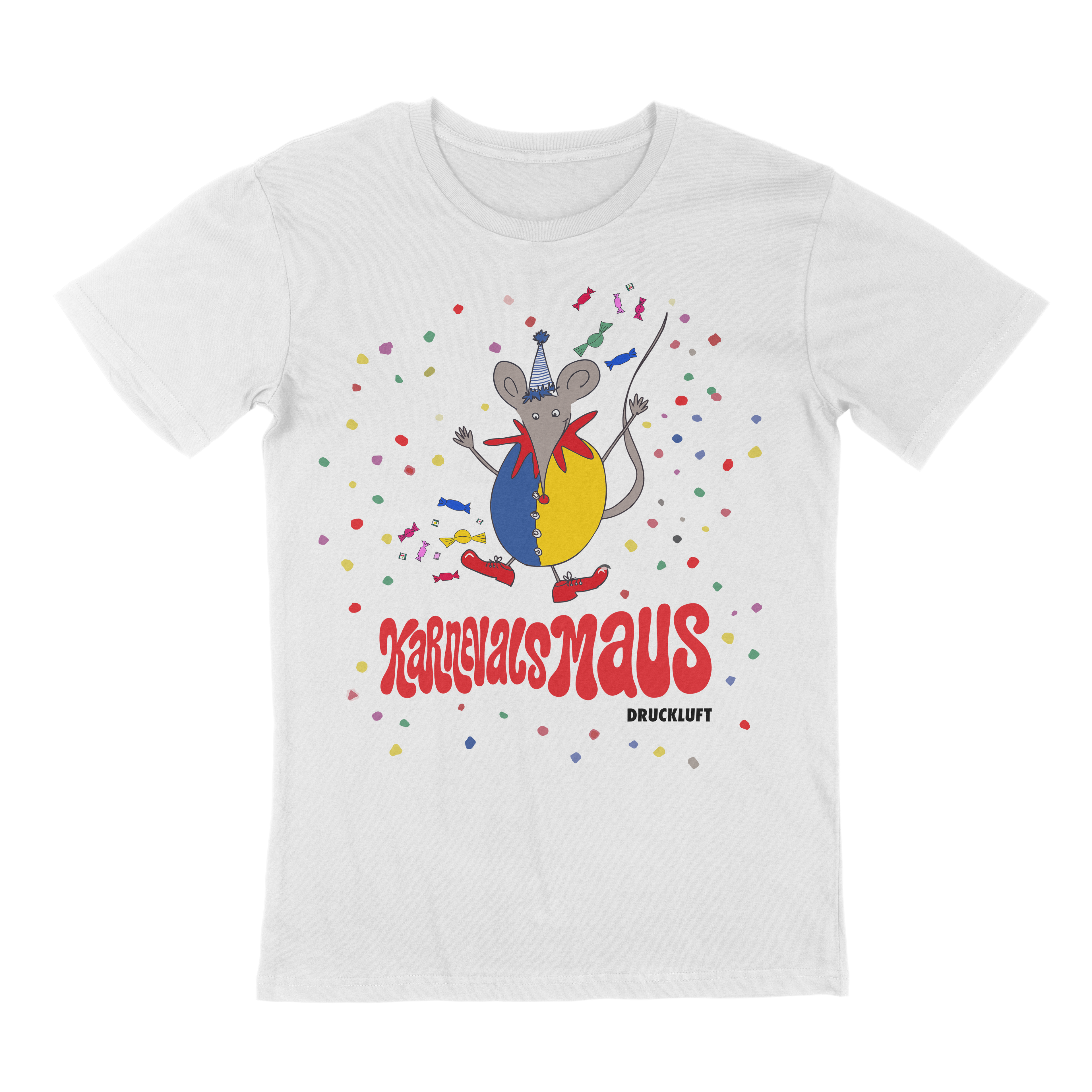 Karnevalsmaus Konfetti - Regular Uni-Sex Cut T-Shirt weiß Druckluft